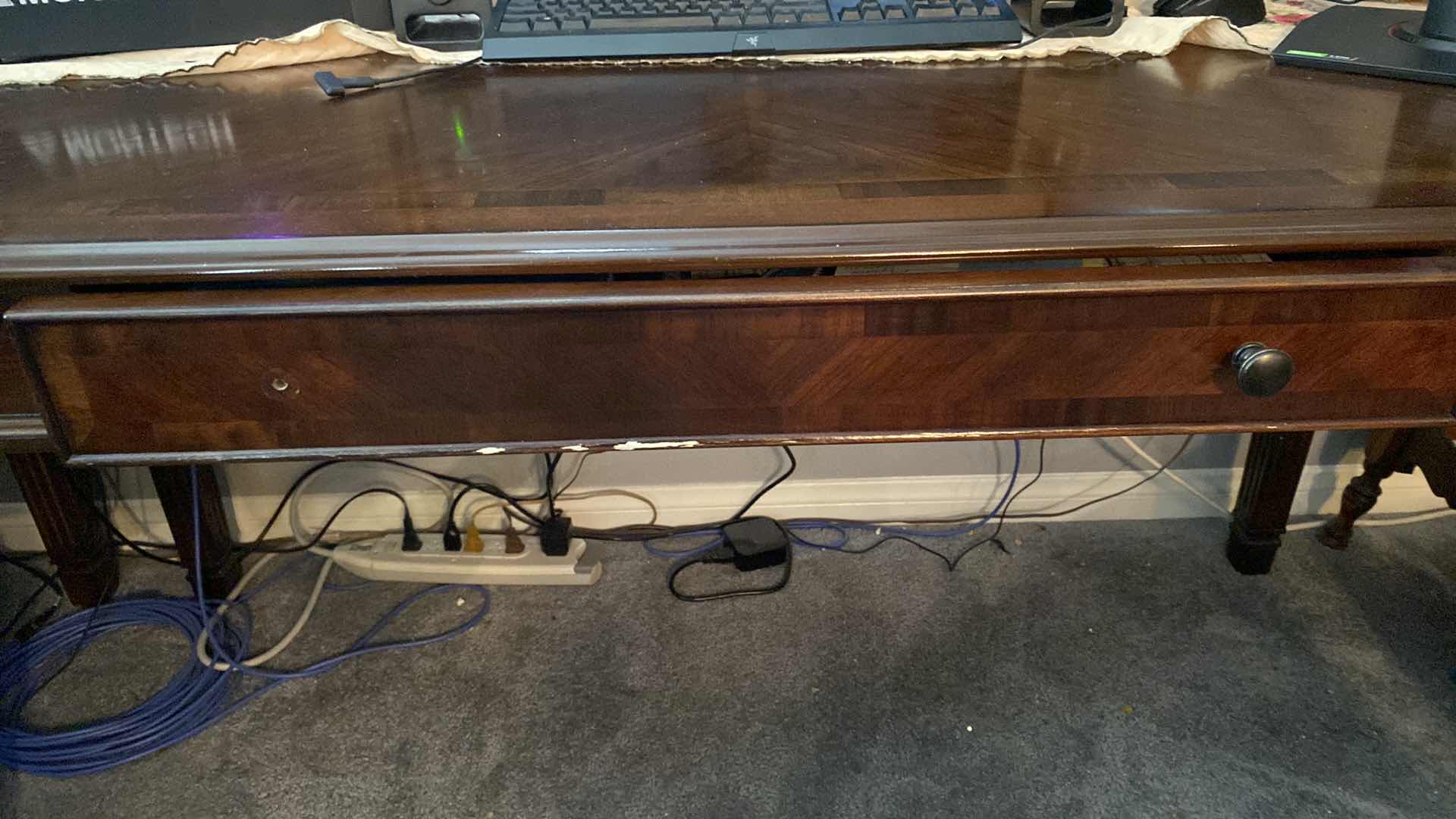 Photo 1 of LETTER WRITING ONE DRAWER WOOD DESK WITH INLAY BORDER 60” X 28” H30”