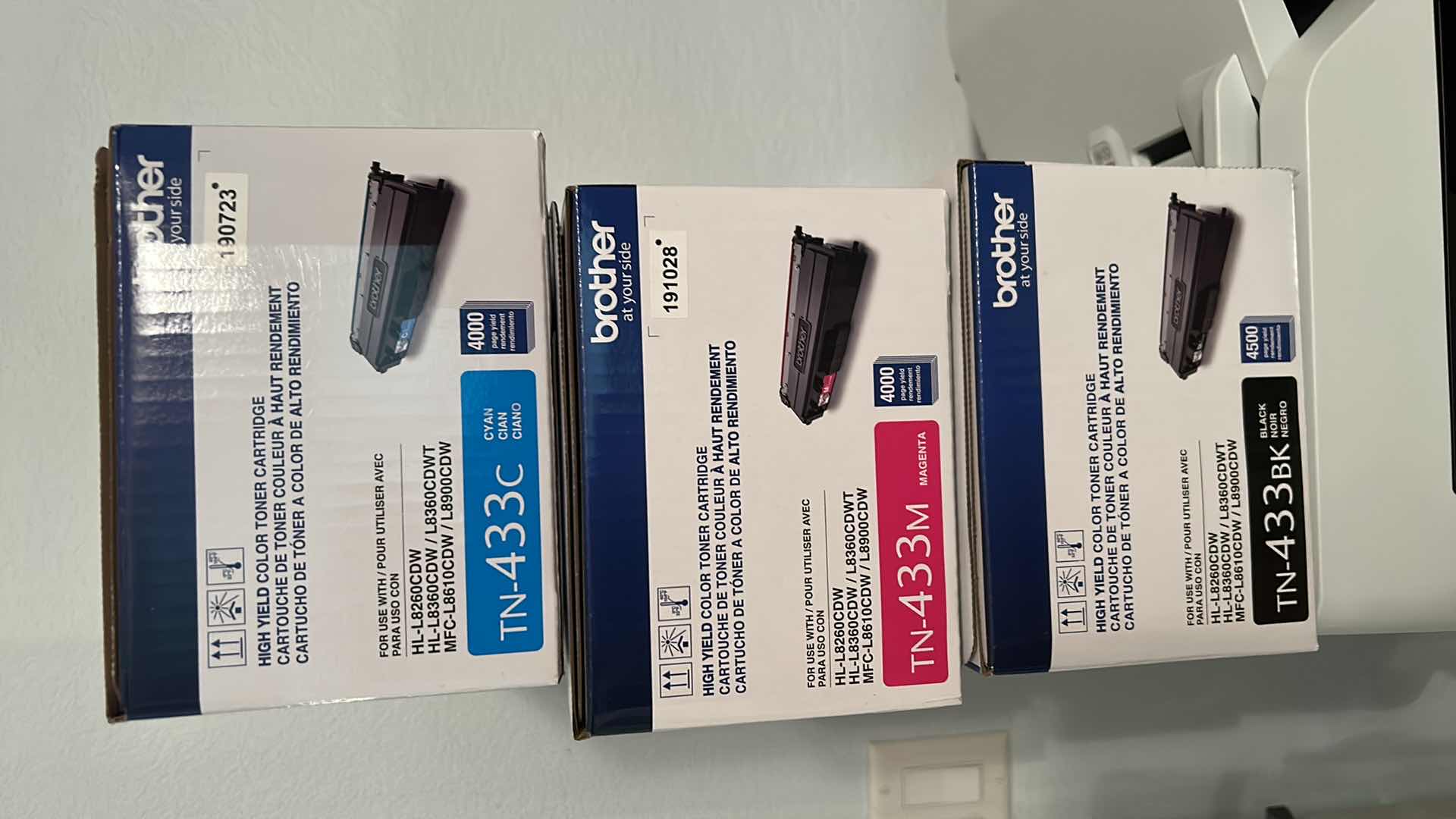 Photo 1 of BROTHER PRINTER - WITH PAPER, INK CARTRIDGES, PAPER AND LABELS ( TABLE SOLD SEPARATELY)