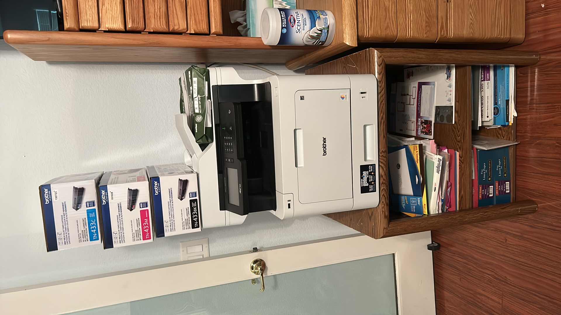 Photo 1 of BROTHER PRINTER - WITH PAPER, INK CARTRIDGES, PAPER AND LABELS ( TABLE SOLD SEPARATELY)