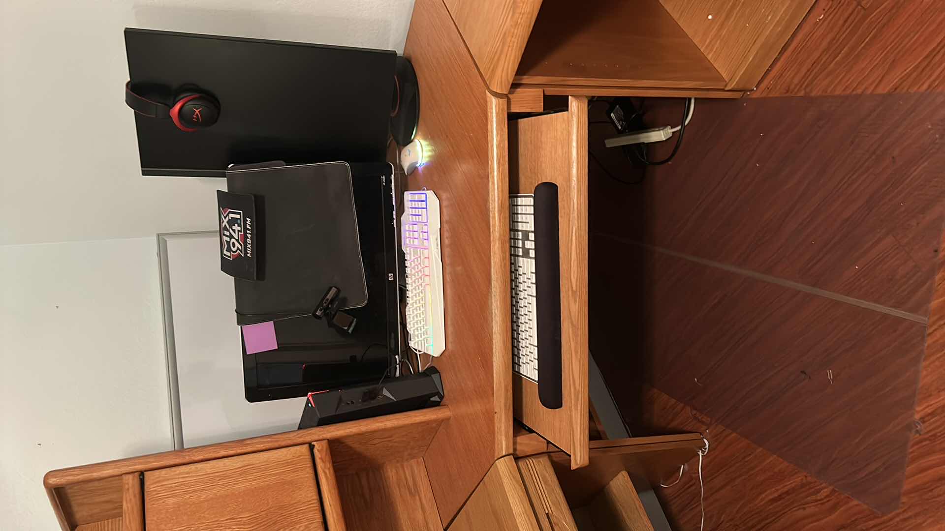 Photo 1 of 3 PIECE WOOD CORNER DESK UNIT (CONTENTS NOT INCLUDED) 75” x 75”