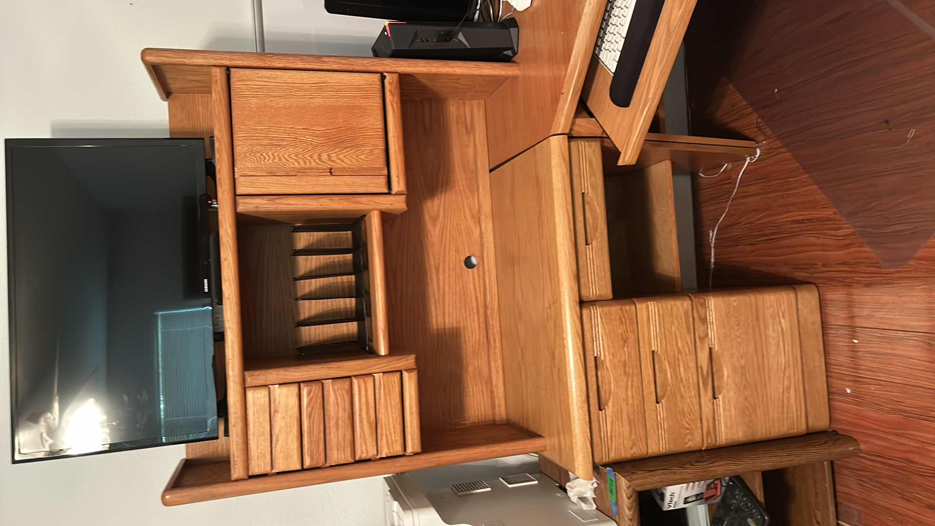 Photo 1 of 3 PIECE WOOD CORNER DESK UNIT (CONTENTS NOT INCLUDED) 75” x 75”