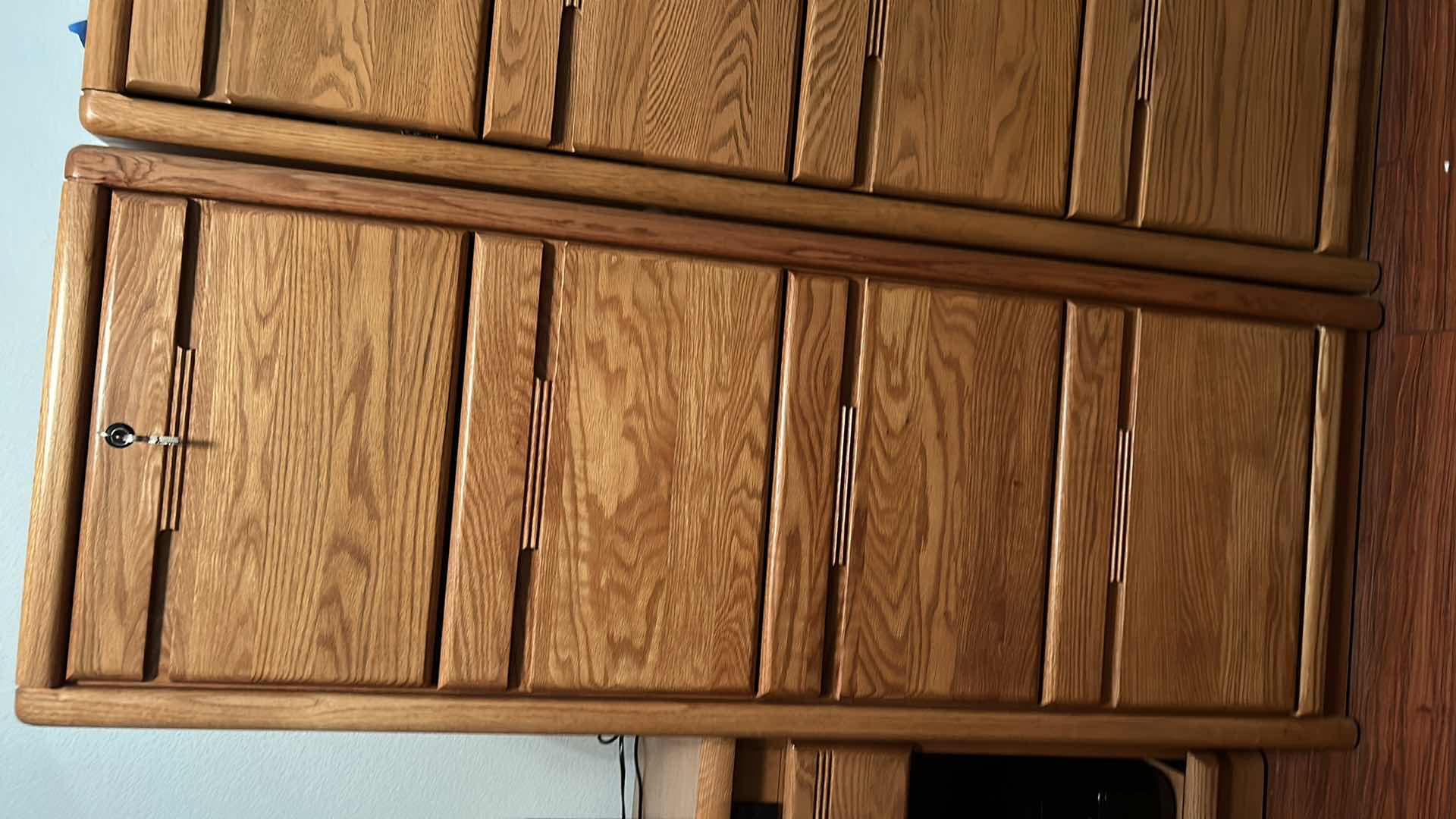 Photo 1 of SOLID WOOD LOCKING FILE CABINET WITH KEY 21” x 25” x H 55” includes file folders