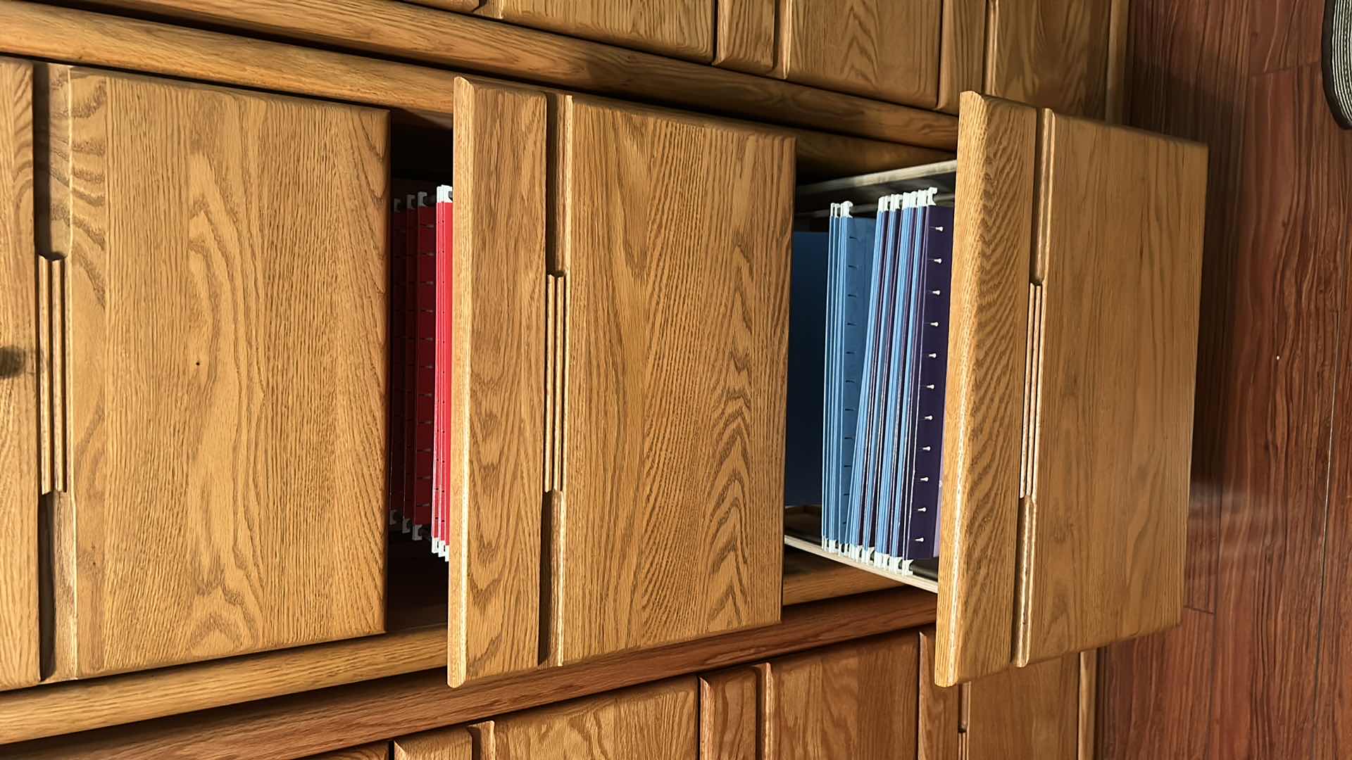 Photo 1 of SOLID WOOD LOCKING FILE CABINET WITH KEY 21” x 25” x H 55” includes file folders