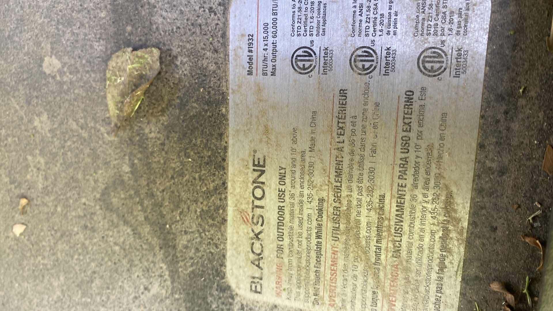 Photo 1 of BLACKSTONE 4 BURNER FLAT GRILL MODEL 1932 WITH PROPANE TANK WITH COVER $499