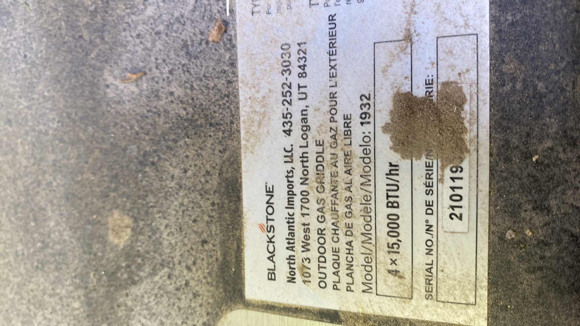 Photo 1 of BLACKSTONE 4 BURNER FLAT GRILL MODEL 1932 WITH PROPANE TANK WITH COVER $499