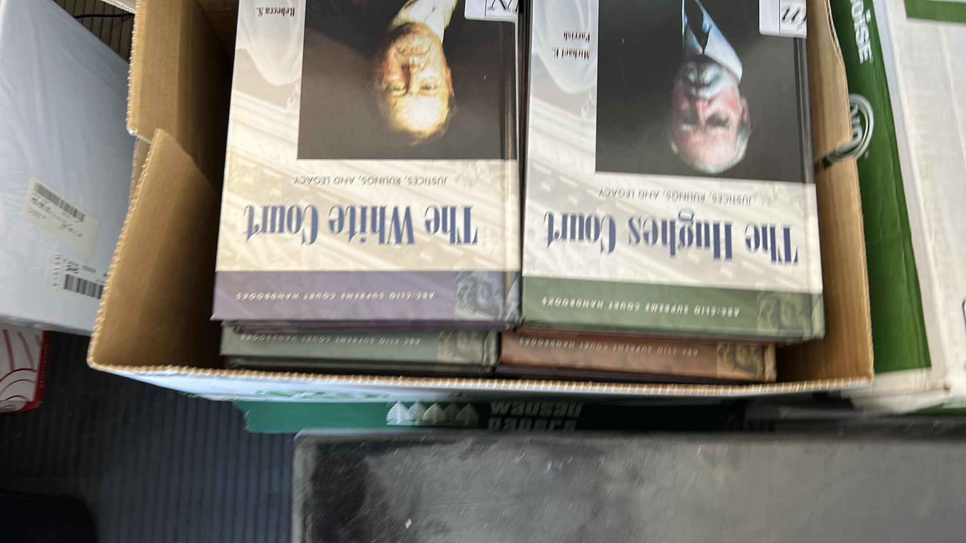 Photo 1 of TWO BOXES AND STACK OF BOOKS