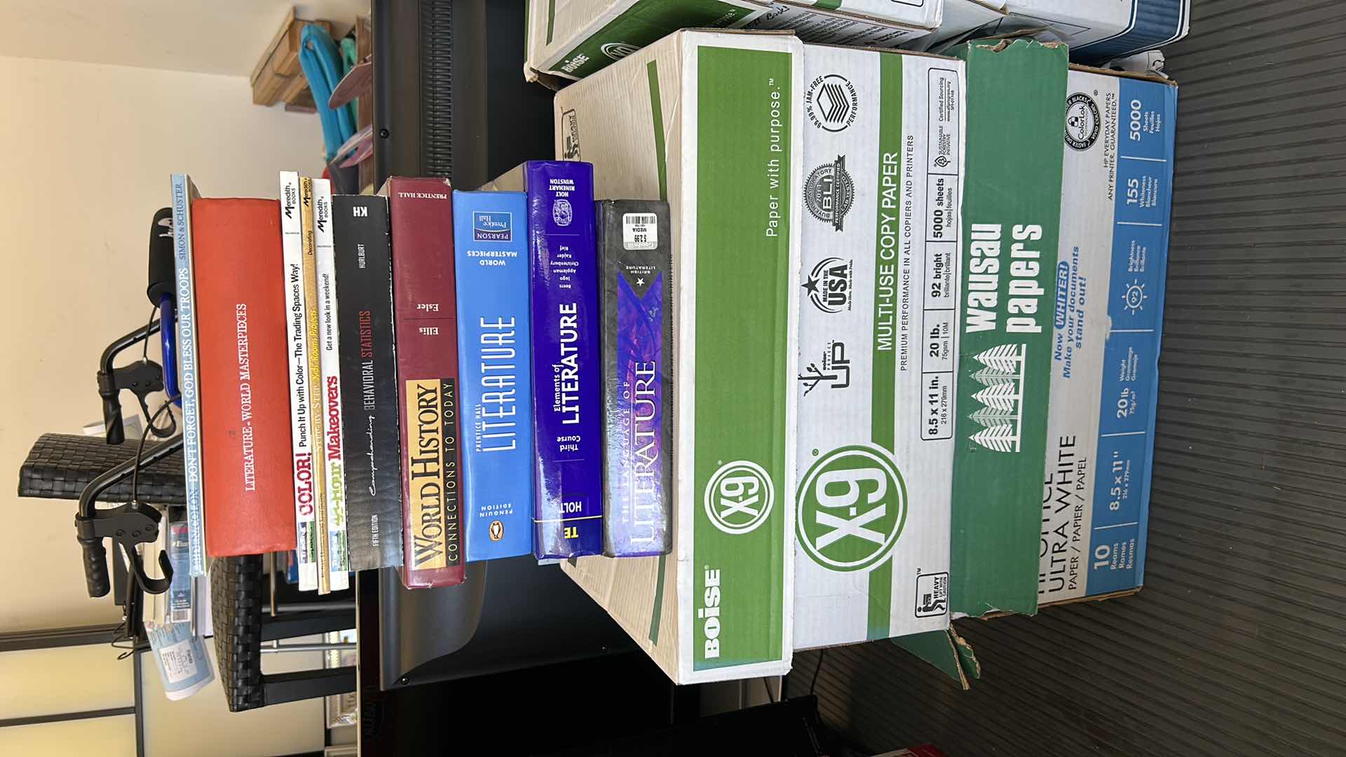 Photo 1 of TWO BOXES AND STACK OF BOOKS