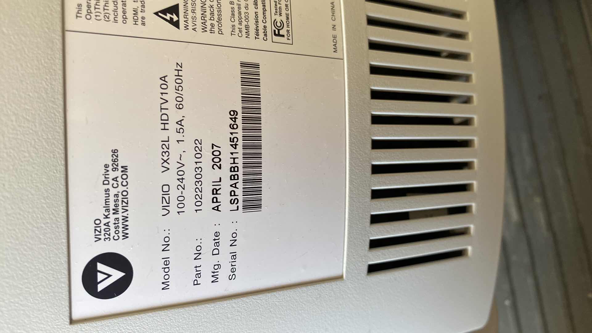 Photo 1 of VIZIO 32” TV WITH REMOTE