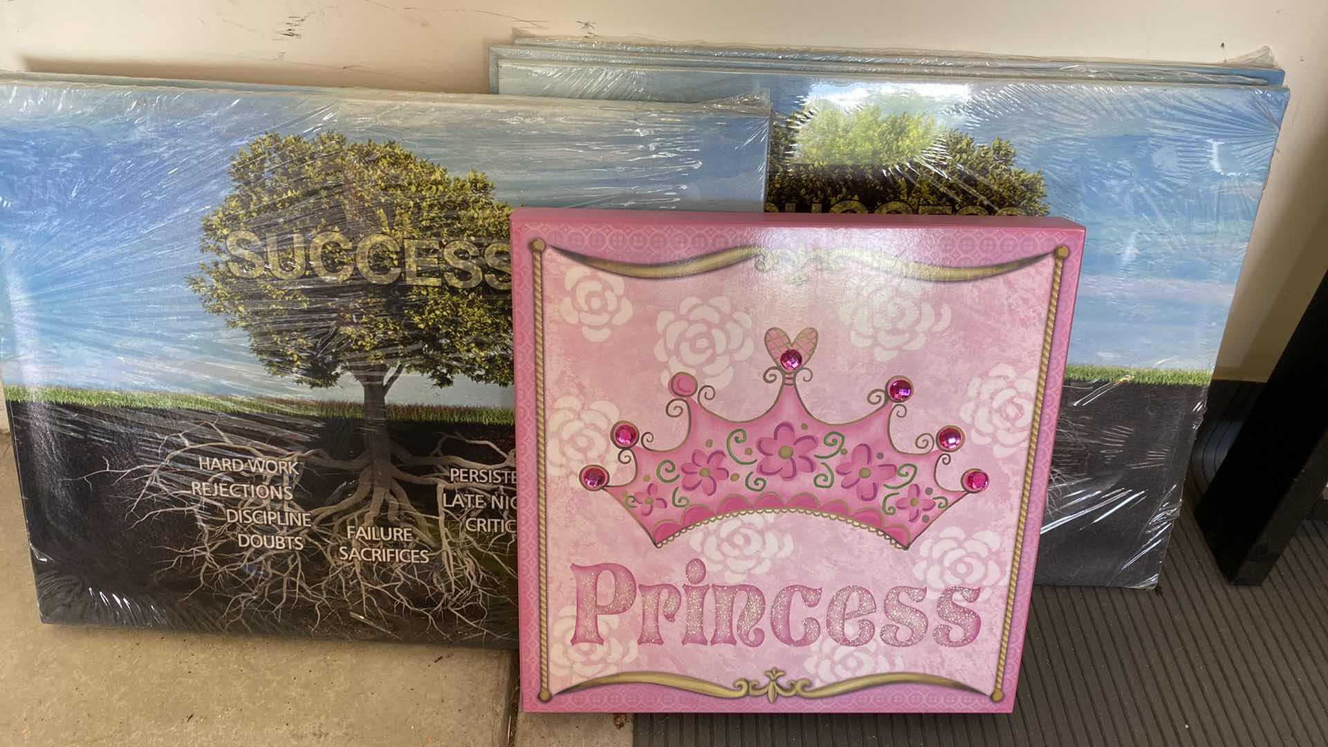 Photo 1 of 6 SUCCESS ARTWORK 24” X 18” AND PRINCESS WOOD WALL ART 16” X 16”