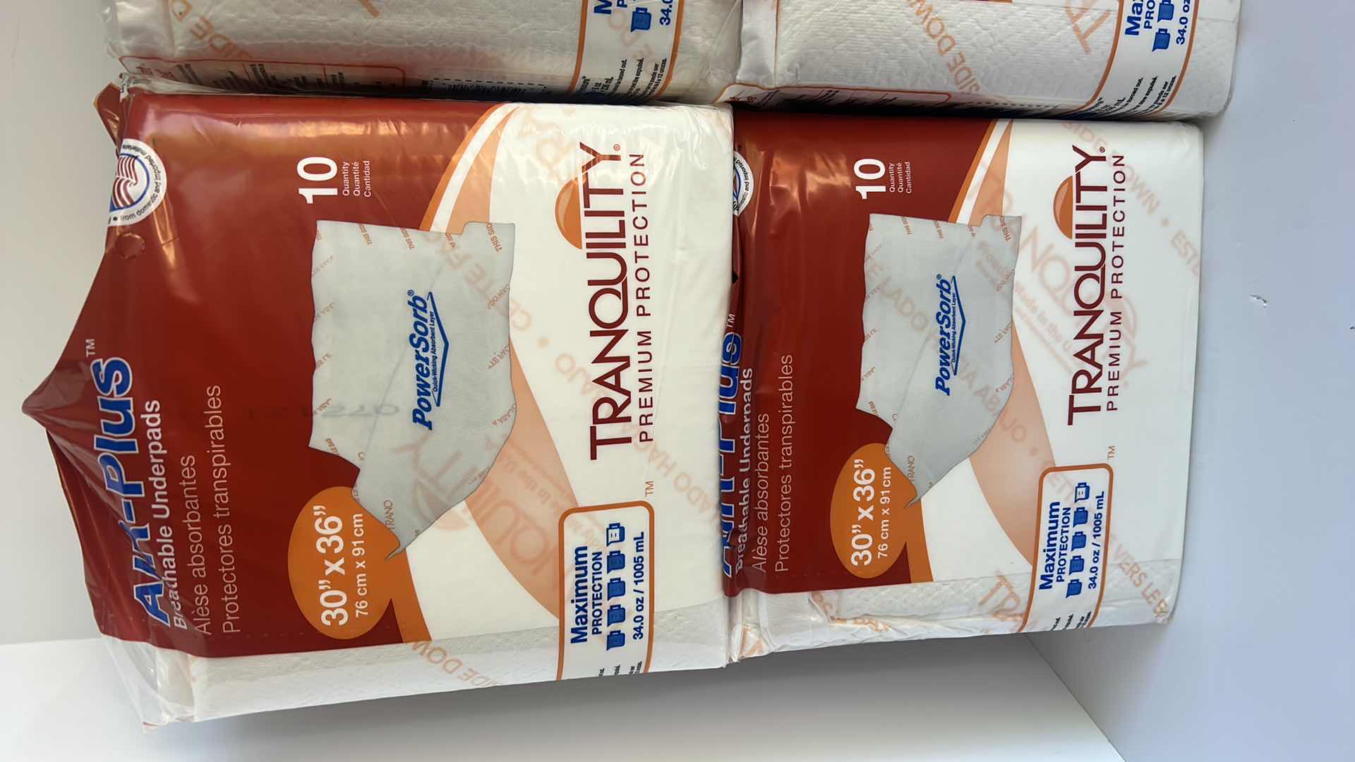 Photo 1 of 4 NEW BAGS OF TRANQUILITY AIR-PLUS BREATHABLE UNDERPADS