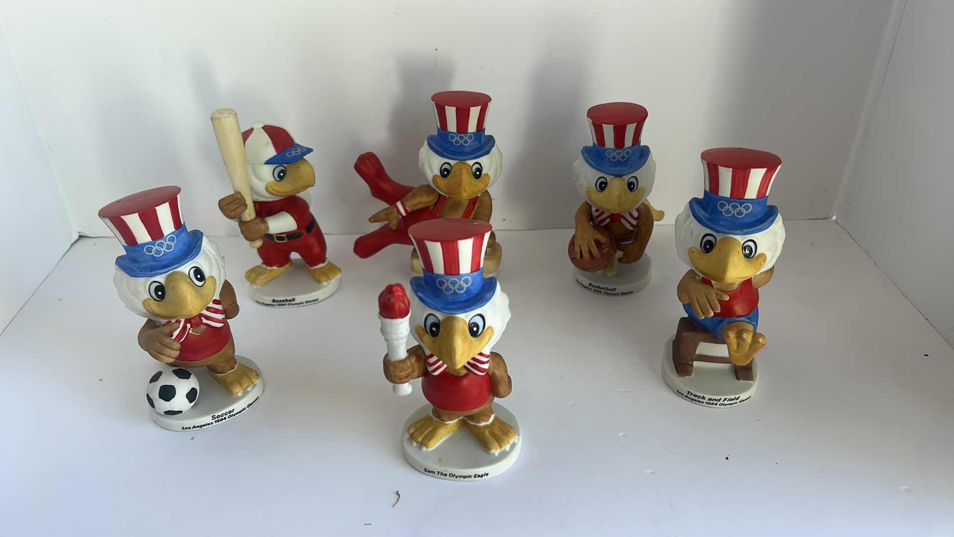 Photo 1 of 6 VINTAGE 5” PAPEL CERAMIC FIGURINES 1980 OLYMPICS