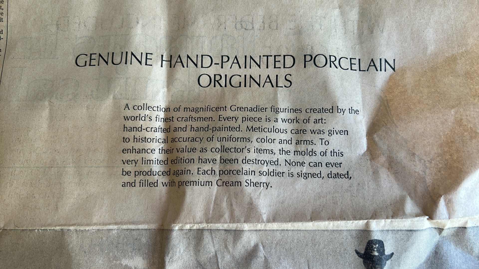 Photo 1 of RARE VERY LIMITED EDITION COLLECTION - 4 GENUINE HAND PAINTED PORCELAIN COLLECTIBLES, EACH IS SIGNED AND DATED  H14” (no alcohol) EMPTY BOTTLES