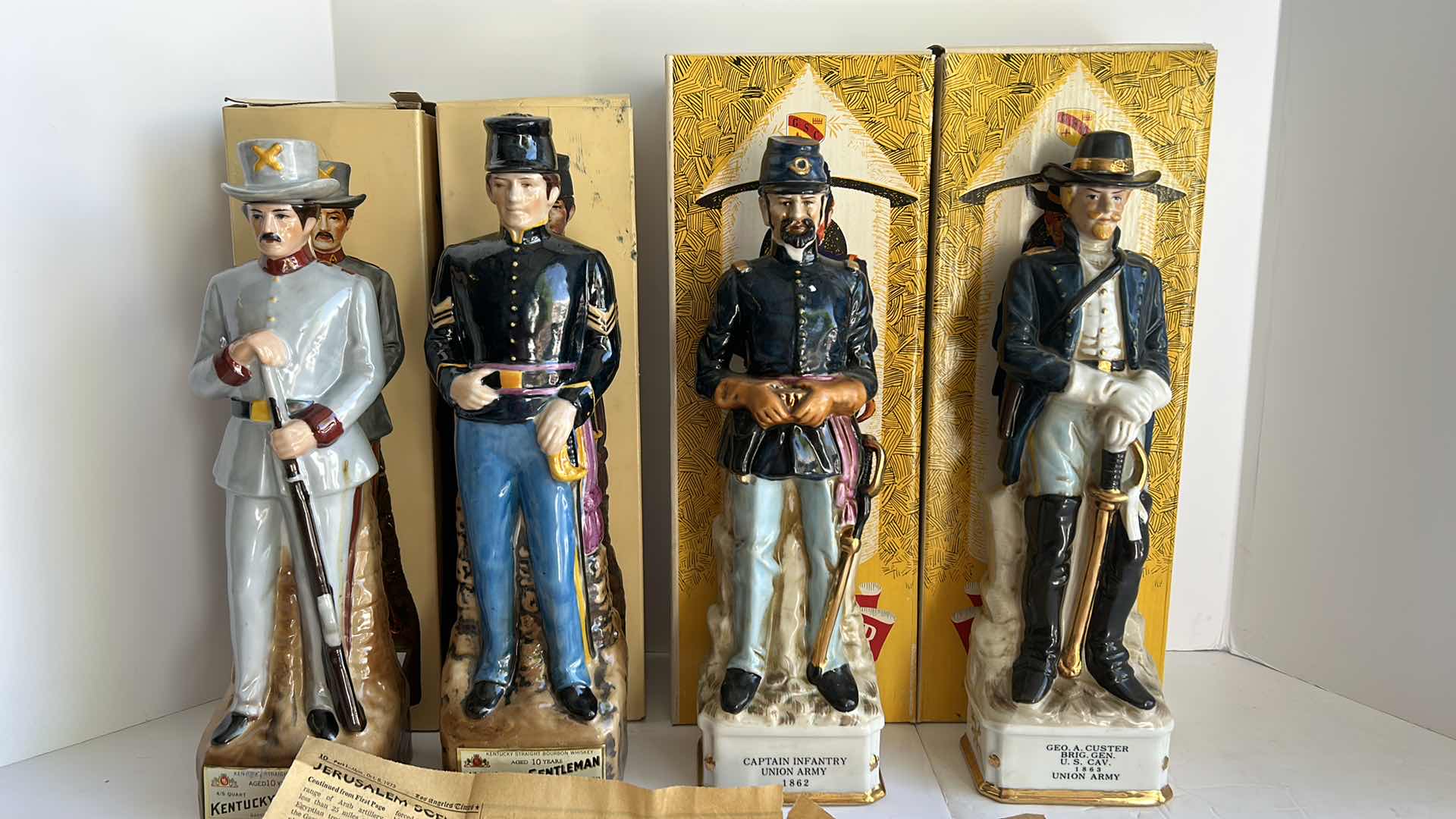 Photo 1 of RARE VERY LIMITED EDITION COLLECTION - 4 GENUINE HAND PAINTED PORCELAIN COLLECTIBLES, EACH IS SIGNED AND DATED  H14” (no alcohol) EMPTY BOTTLES