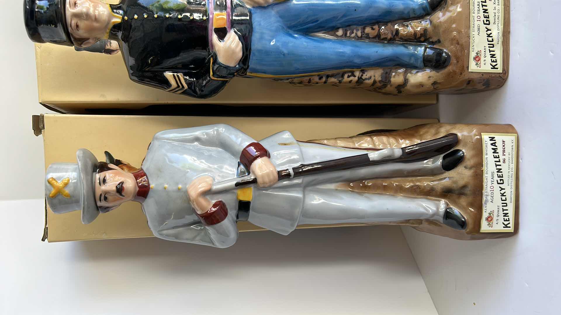 Photo 1 of RARE VERY LIMITED EDITION COLLECTION - 4 GENUINE HAND PAINTED PORCELAIN COLLECTIBLES, EACH IS SIGNED AND DATED  H14” (no alcohol) EMPTY BOTTLES