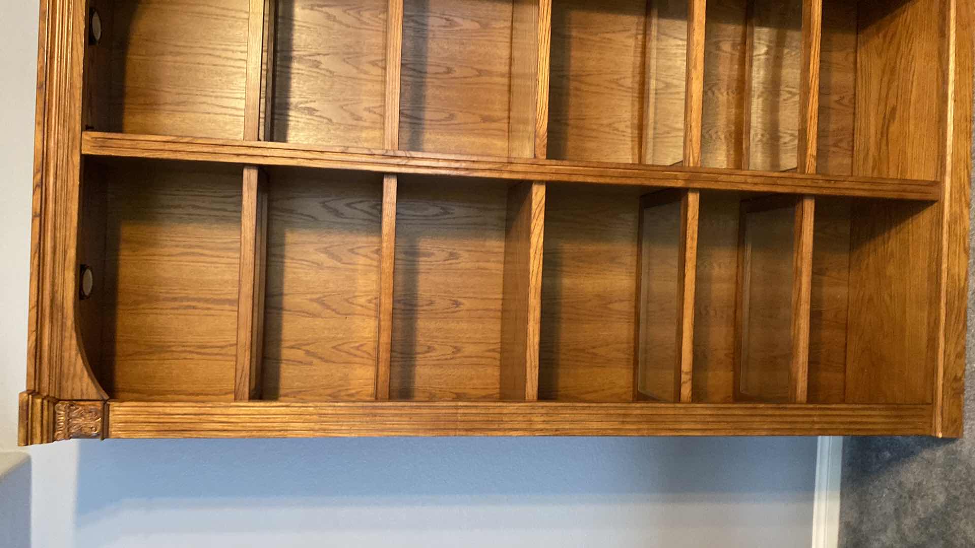 Photo 1 of OAK LIGHTED 6 SHELF BOOK CASE 48” X 13” H84” (TOTAL OF 5 AVAILABLE EACH SOLD SEPARATELY