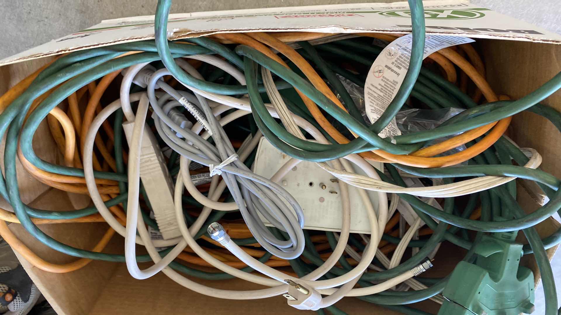 Photo 1 of BOX OF ELECTRICAL CORDS