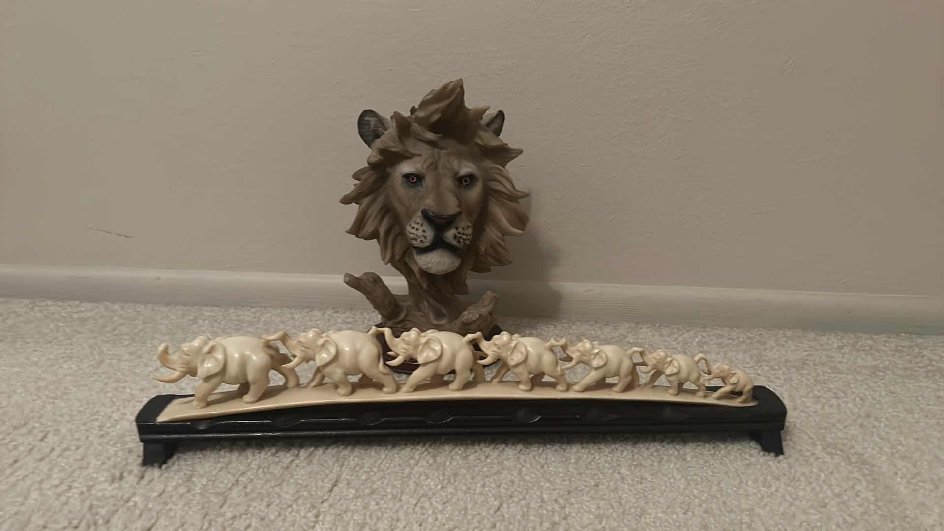 Photo 1 of HOME DECOR - RESIN SCULPTURES  (LION 7” x 10”) ELEPHANT 17” LONG