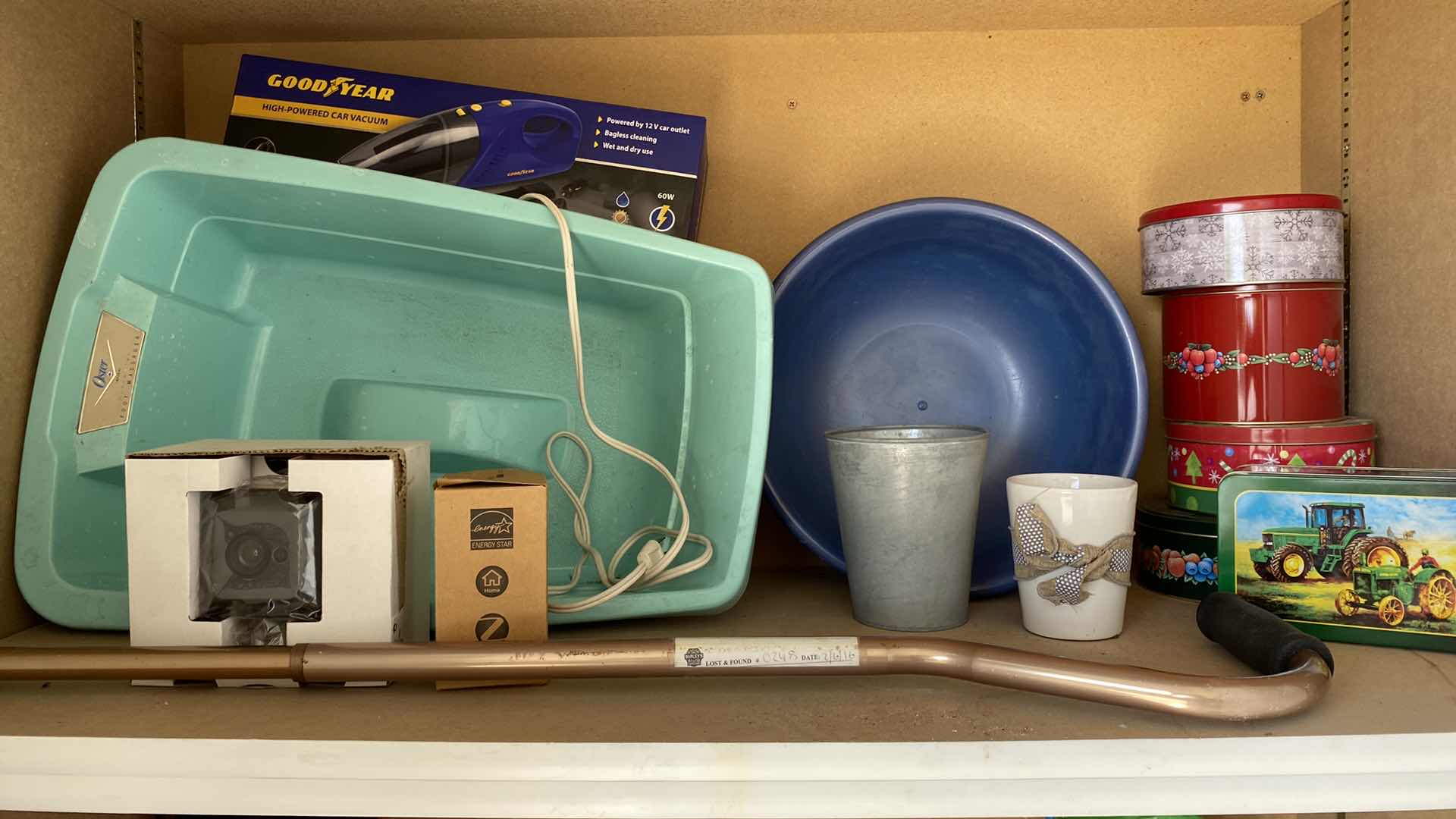 Photo 1 of CONTENTS OF GARAGE CABINET FOOT BATH GARDENING TINS AND MORE