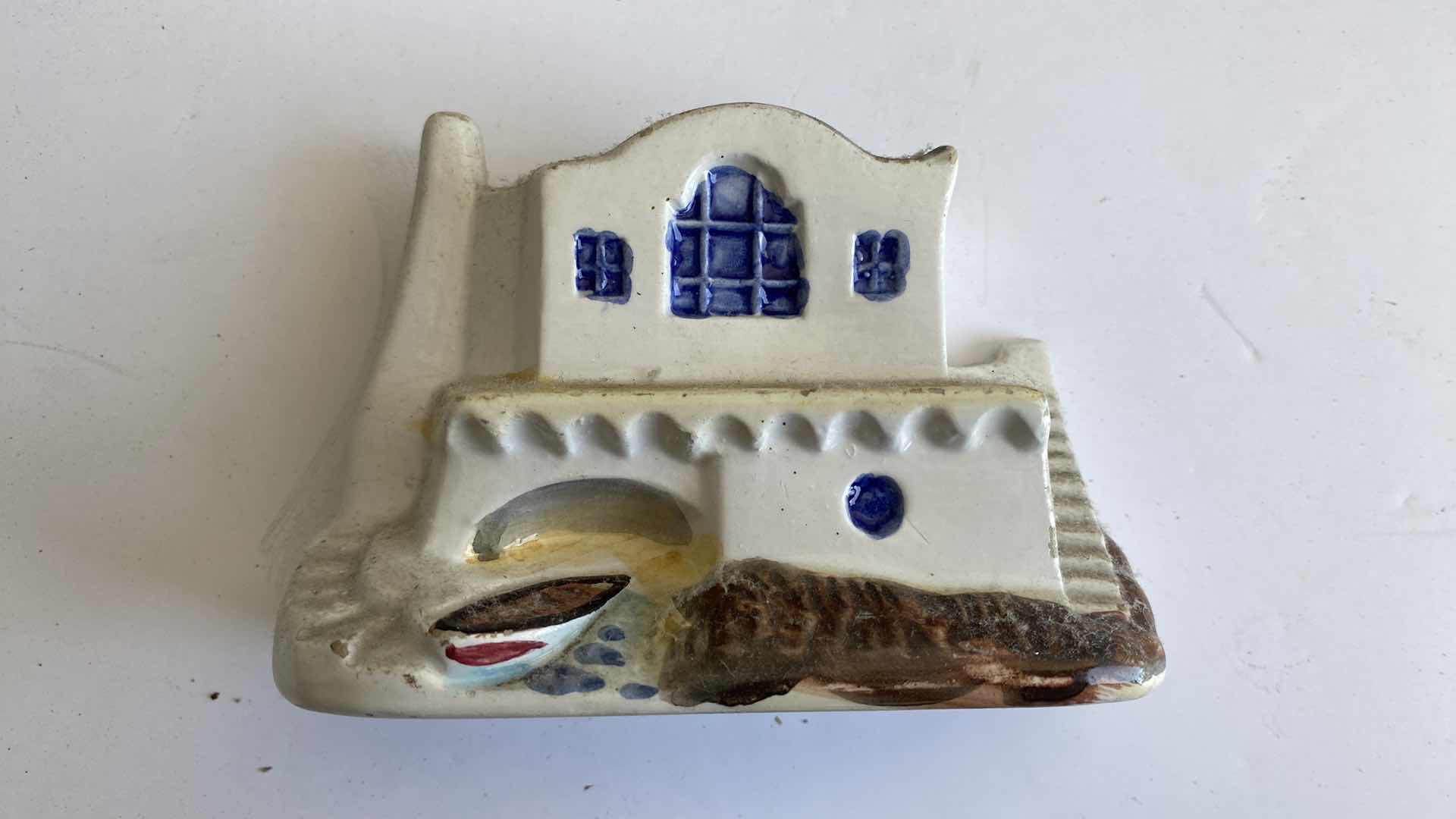 Photo 1 of VINTAGE GARNIER LIQUEUR FRANCE NO 366 1973 HAND PAINTED EMPTY CERAMC GREEK HOUSE MADE IN ITALY