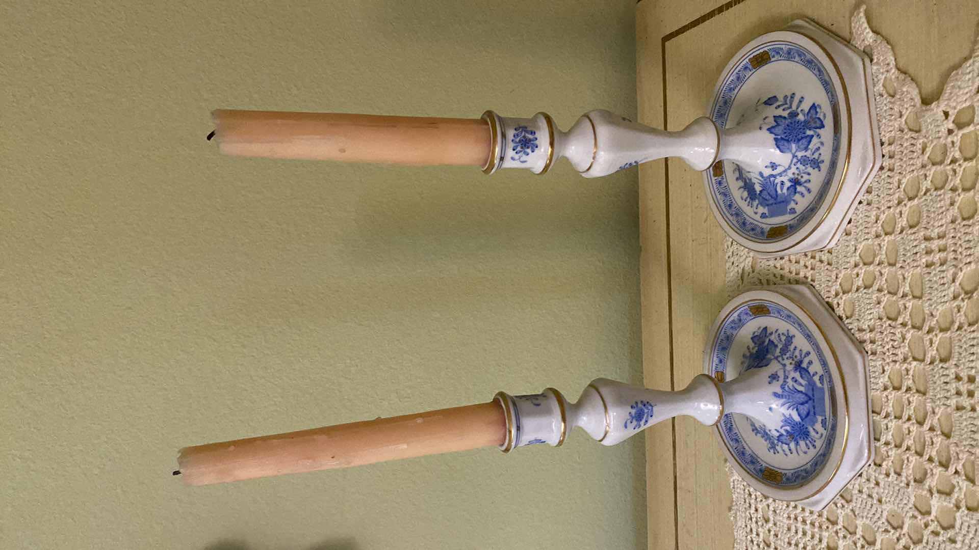 Photo 1 of HANDPAINTED HEREND HUNGARY CANDLESTICKS H7.5”