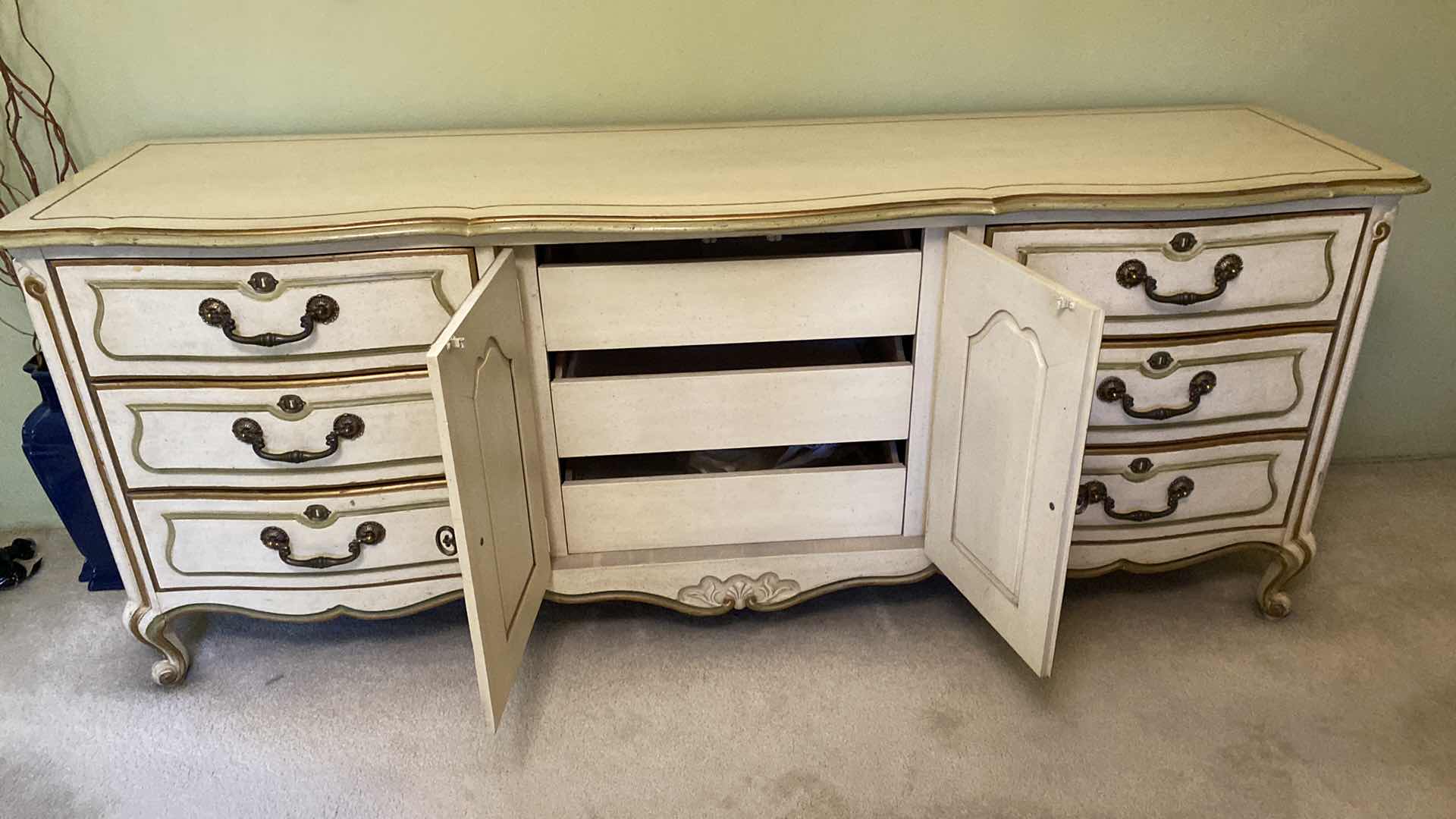 Photo 1 of VINTAGE DREXEL 9 DRAWER 2 DOOR DRESSER 78” X 20” H31”