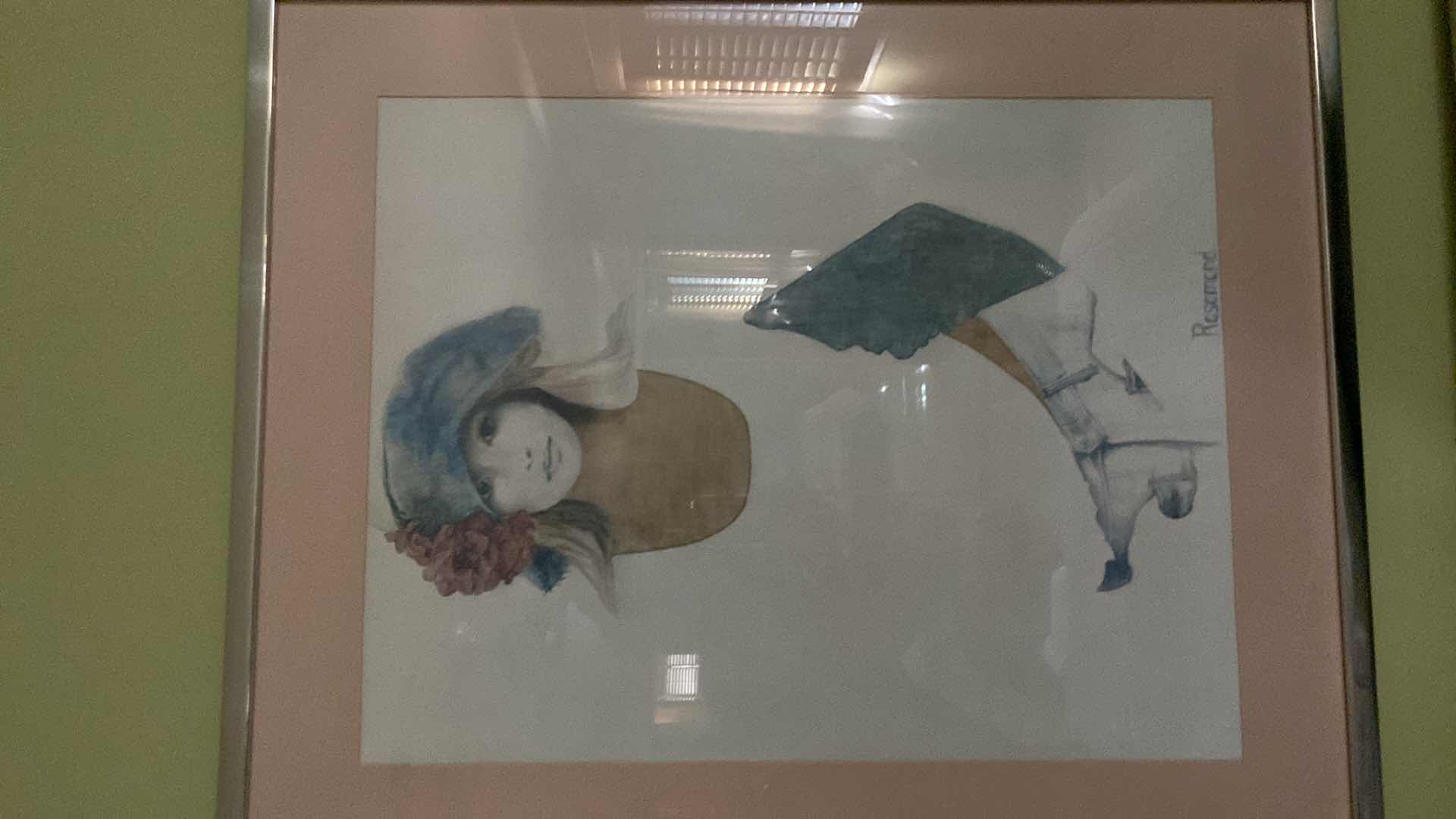 Photo 1 of SILVER FRAMED SIGNED ROSEMOND SKETCH ARTWORK 29” X 35”