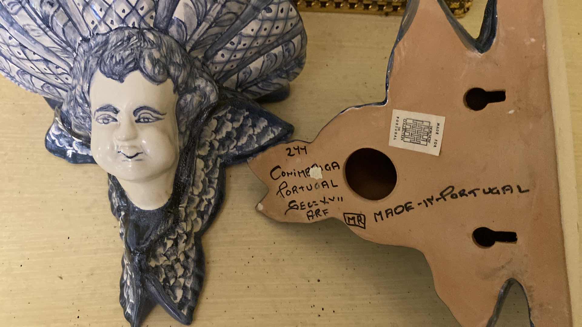 Photo 1 of PAIR OF MADE IN PORTUGAL WALL SCONCES 7” X 6” AND KLEENEX BOX