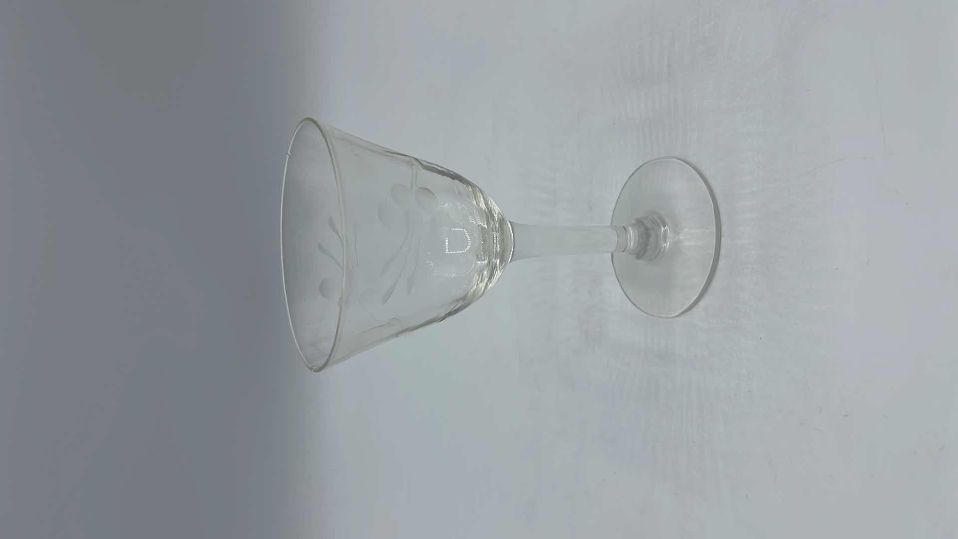 Photo 1 of LENOX HAND BLOWN CRYSTAL VASE H 7.5” W/ ETCHED VINTAGE CORDIAL GLASSES H 4.5” (SET OF 3)