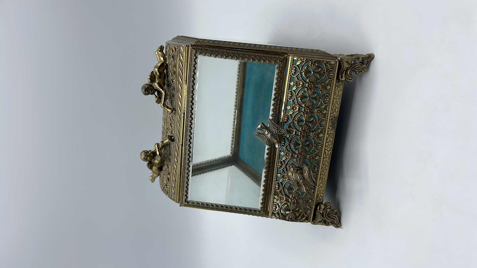 Photo 1 of VINTAGE ORMALU TRINKET BOX W/CHERUBS AND BIRDS