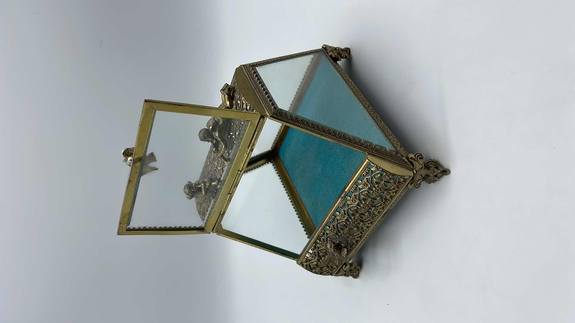 Photo 1 of VINTAGE ORMALU TRINKET BOX W/CHERUBS AND BIRDS