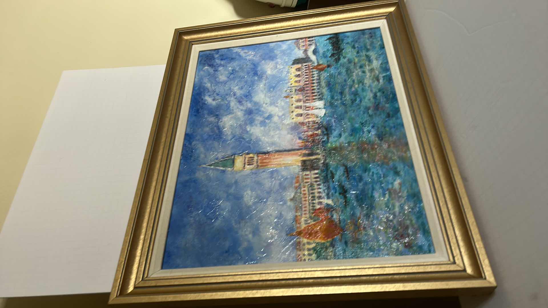 View 2 of RENOIR (VENICE THE DOGE'S PALACE) TEXTURED PAINT ON CANVAS FRAMED ARTWORK 24” x 20.5”