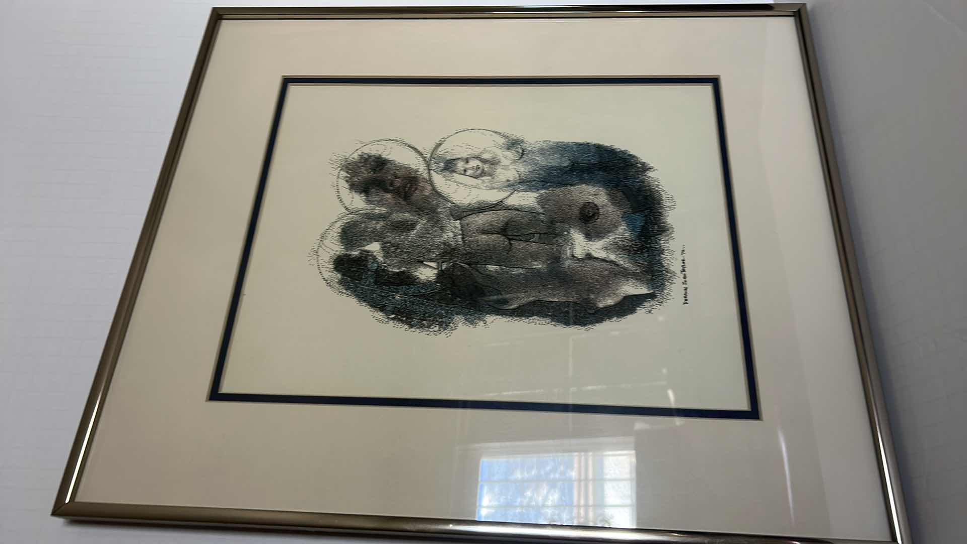 Photo 1 of ARTIST SIGNED DERRICK JOHN TAYLOR VINTAGE FRAMED INK AND WATERCOLOR, "NUDES" ARTWORK  16” x 20”