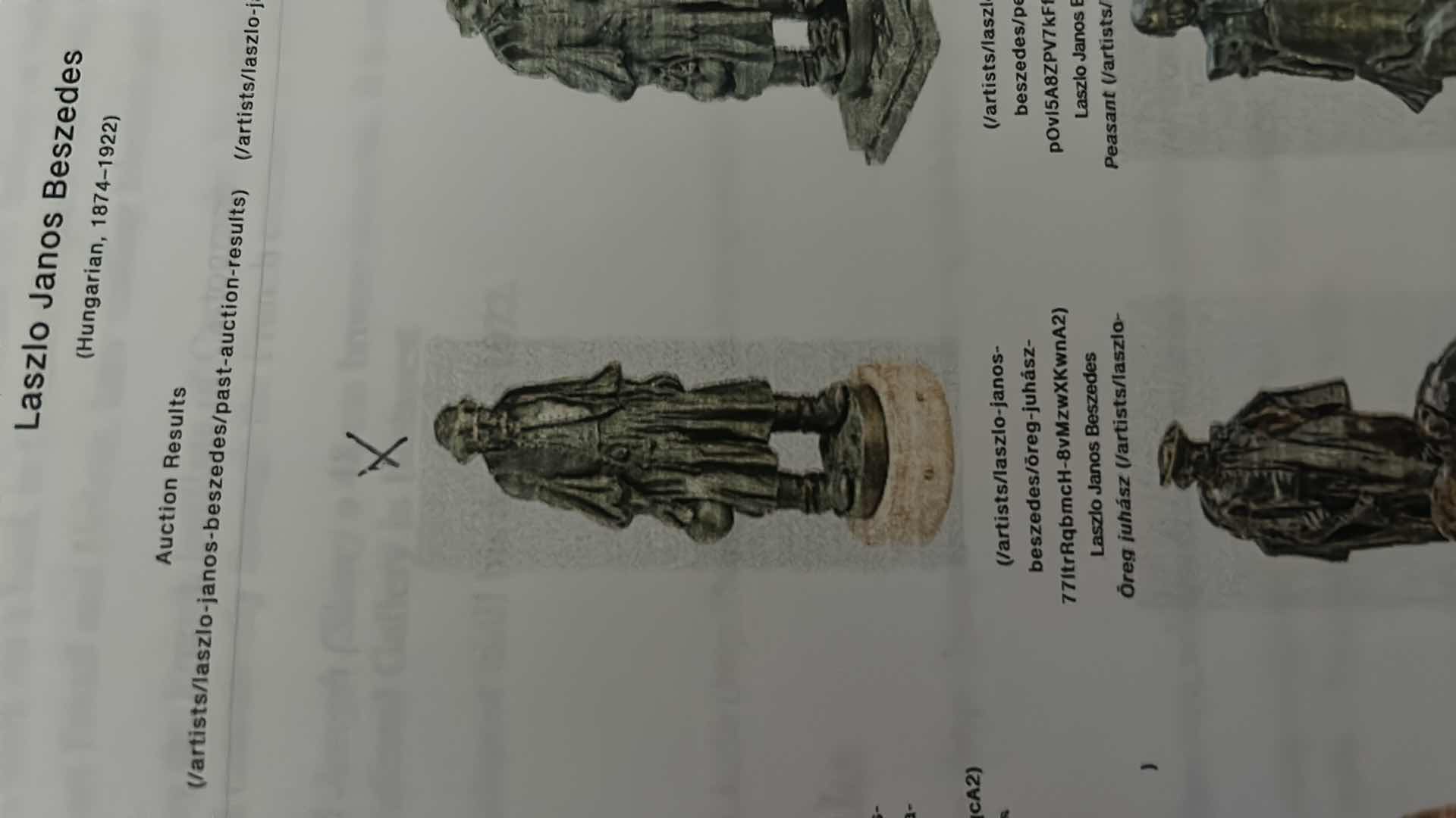 Photo 1 of RARE ANTIQUE BRONZE SCULPTURE BY ARTIST LASZLO JANOS BESZEDES 1872-1922 (COMES WITH ALL PAPERWORK) H17”