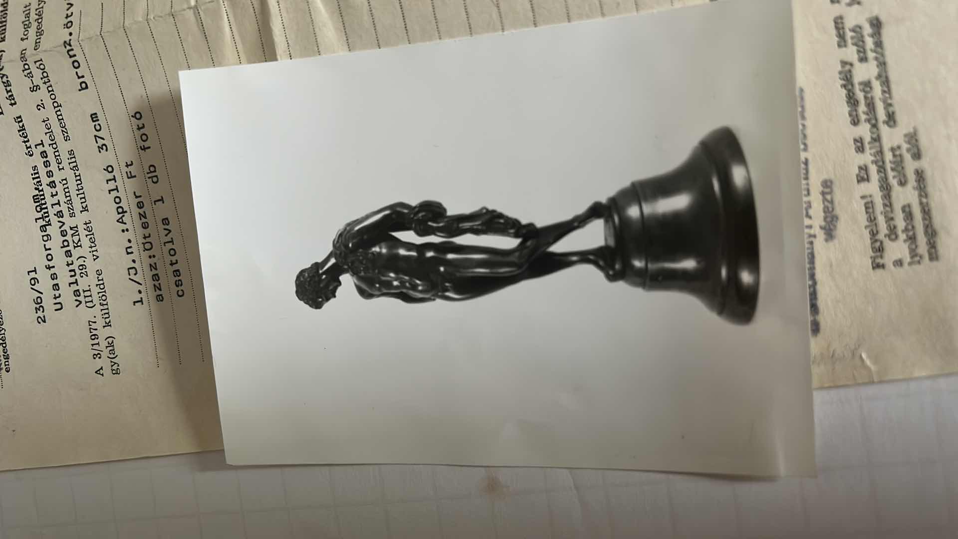 Photo 1 of ANTIQUE BRONZE "APOLLO" SIGNED AND NUMBERED SCULPTURE H14.5” WITH PAPERWORK 