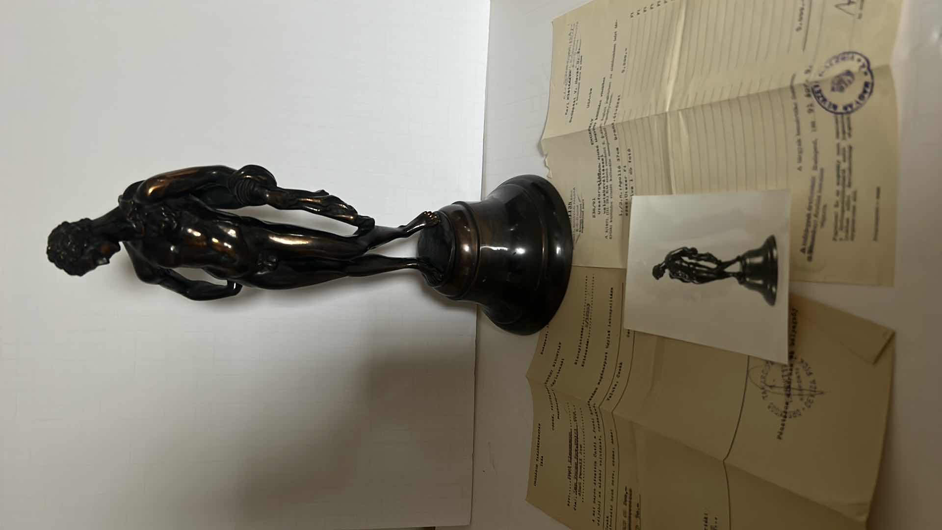 Photo 1 of ANTIQUE BRONZE "APOLLO" SIGNED AND NUMBERED SCULPTURE H14.5” WITH PAPERWORK 