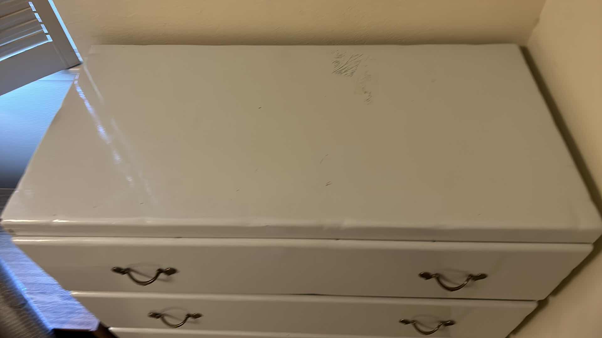 Photo 1 of VINTAGE WHITE PAINTED WOOD 4 DRAWER DRESSER 35”x 19” x H36”