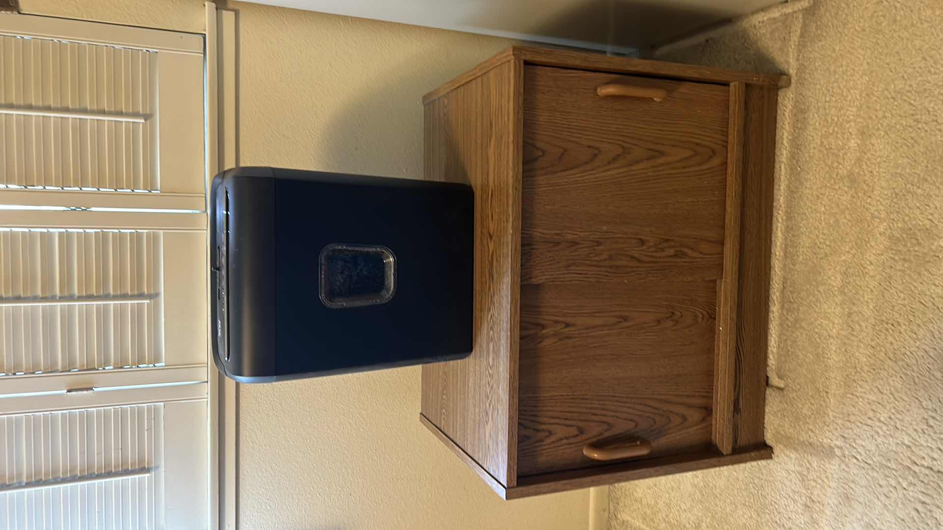 Photo 1 of SMALL WOOD CABINET AND PEN AND GEAR SHREDDER