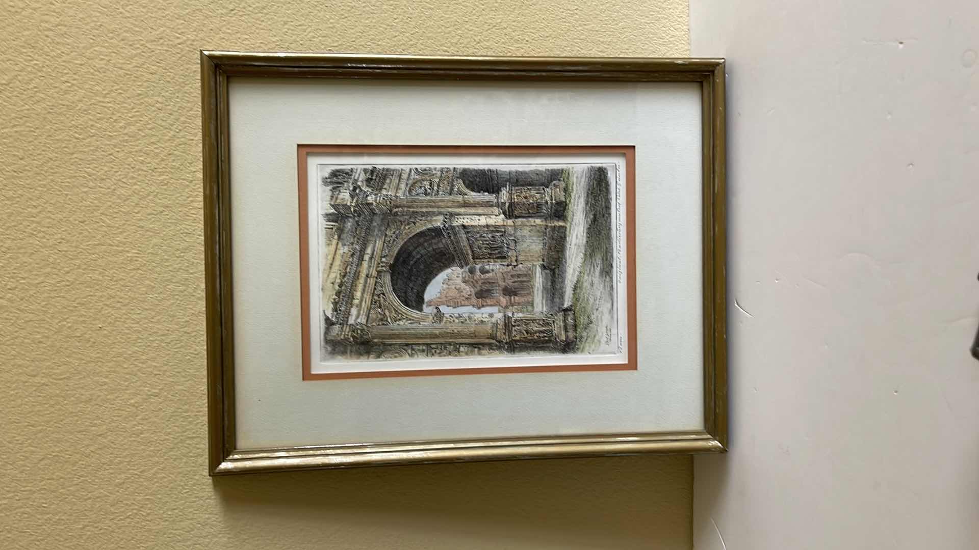 Photo 1 of ARTIST SIGNED PAUL GEISSLER ORIGINAL COLORED PENCIL ETCHING IN FRAME 16” X 20”