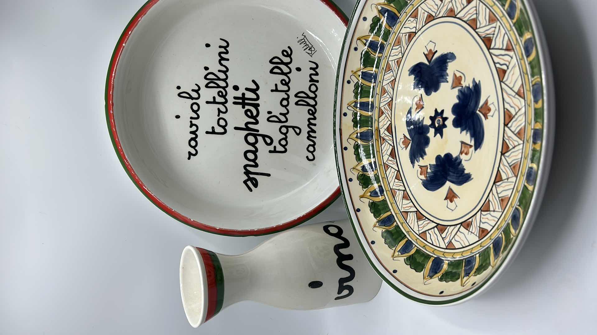 Photo 1 of 2 LARGE PLATTERS AND VINO DECANTER, 2 FROM ITALY