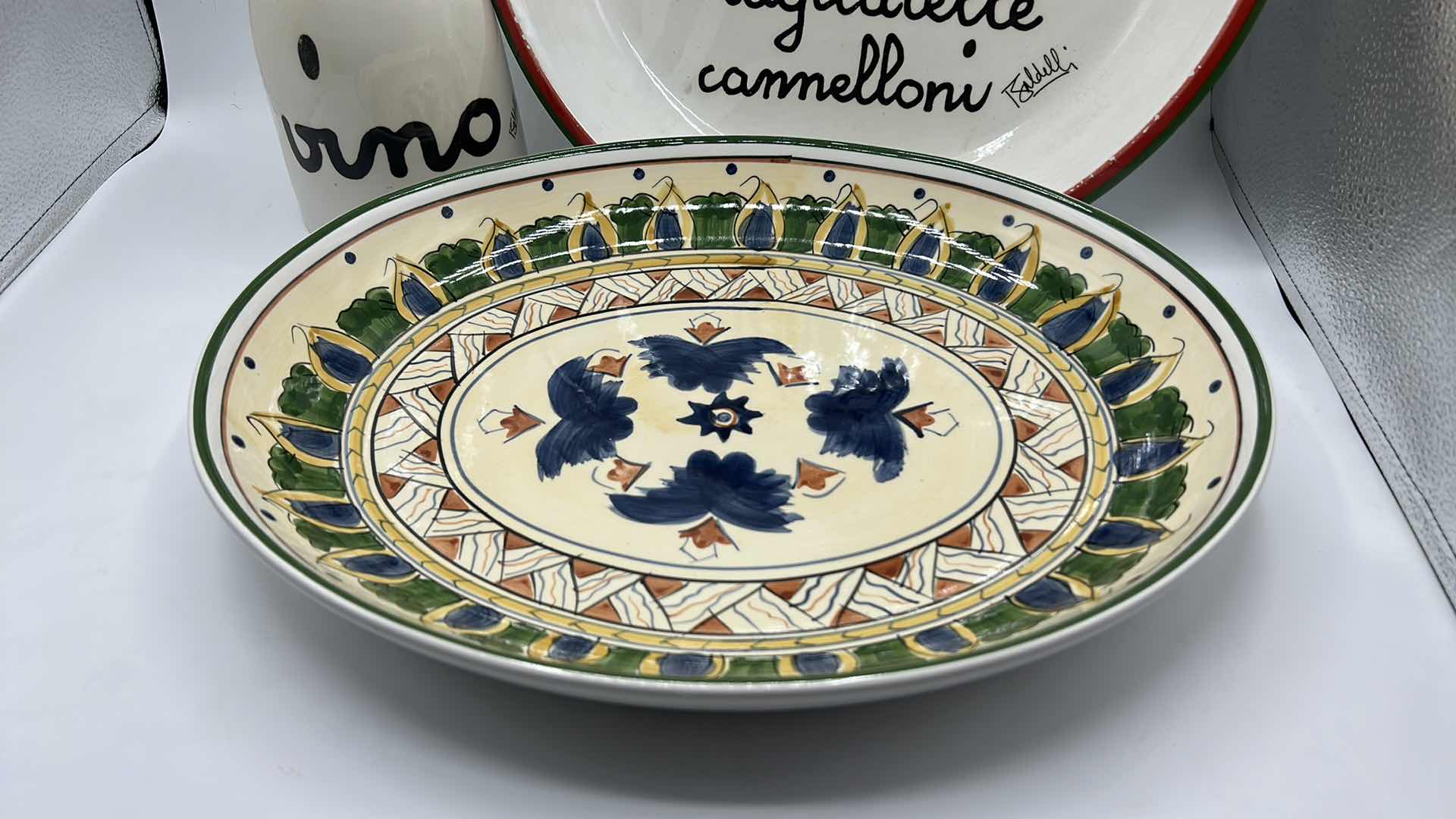 Photo 1 of 2 LARGE PLATTERS AND VINO DECANTER, 2 FROM ITALY