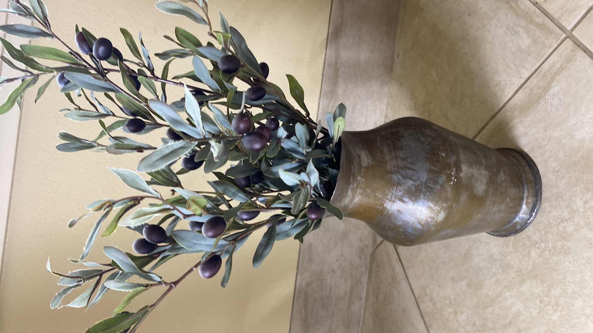 Photo 1 of ALUMINUM PITCHER WITH FAUX FLORAL PITCHER 13”