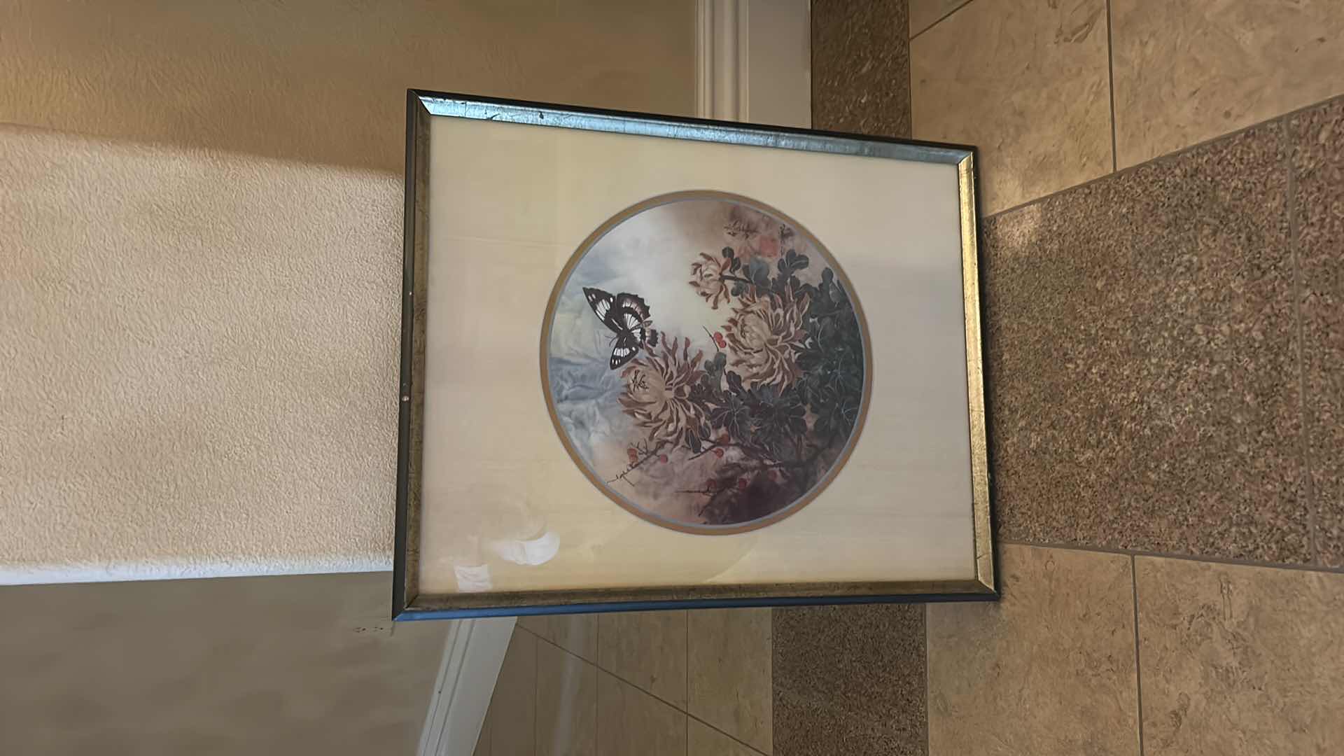 Photo 1 of VINTAGE ORIENTAL BUTTERFLY ARTWORK 17” x 21”