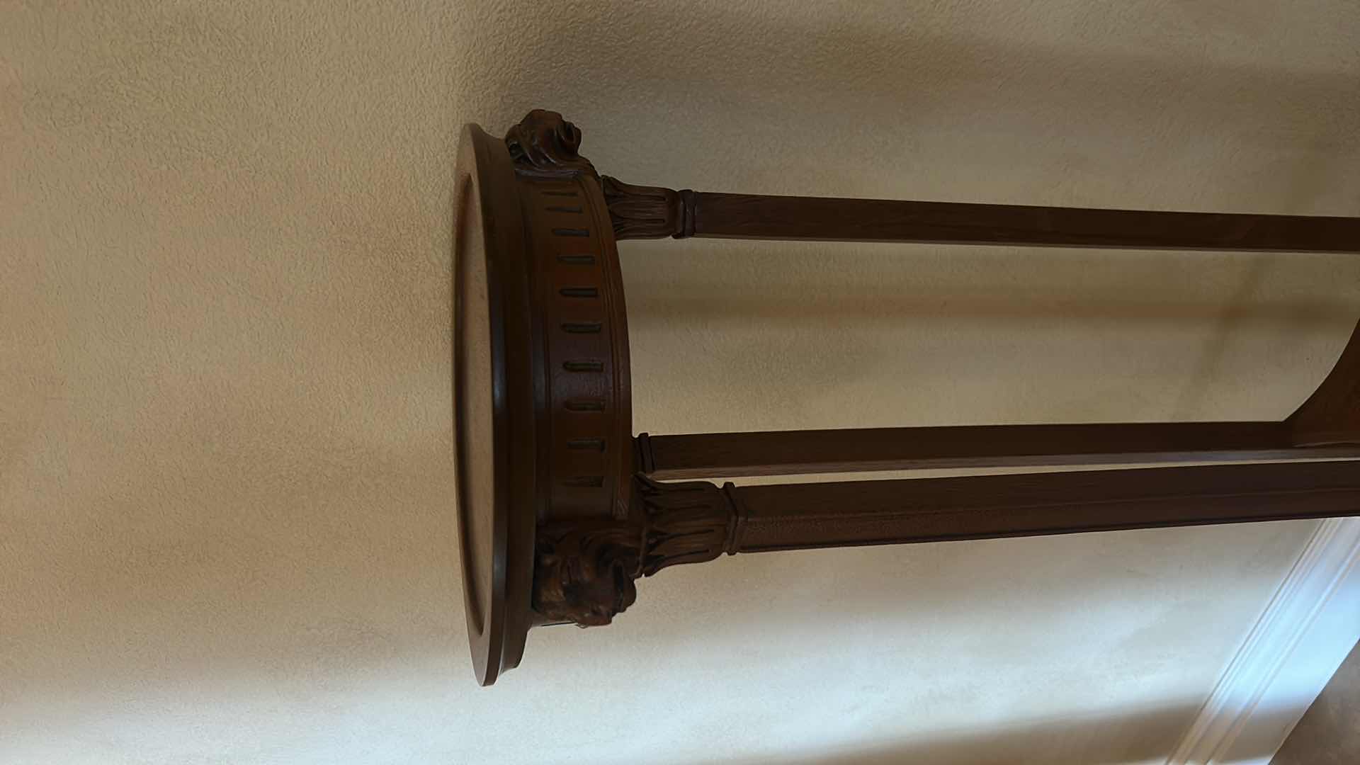 Photo 1 of ANTIQUE PLANT STAND WITH LION HEAD DETAIL H41”