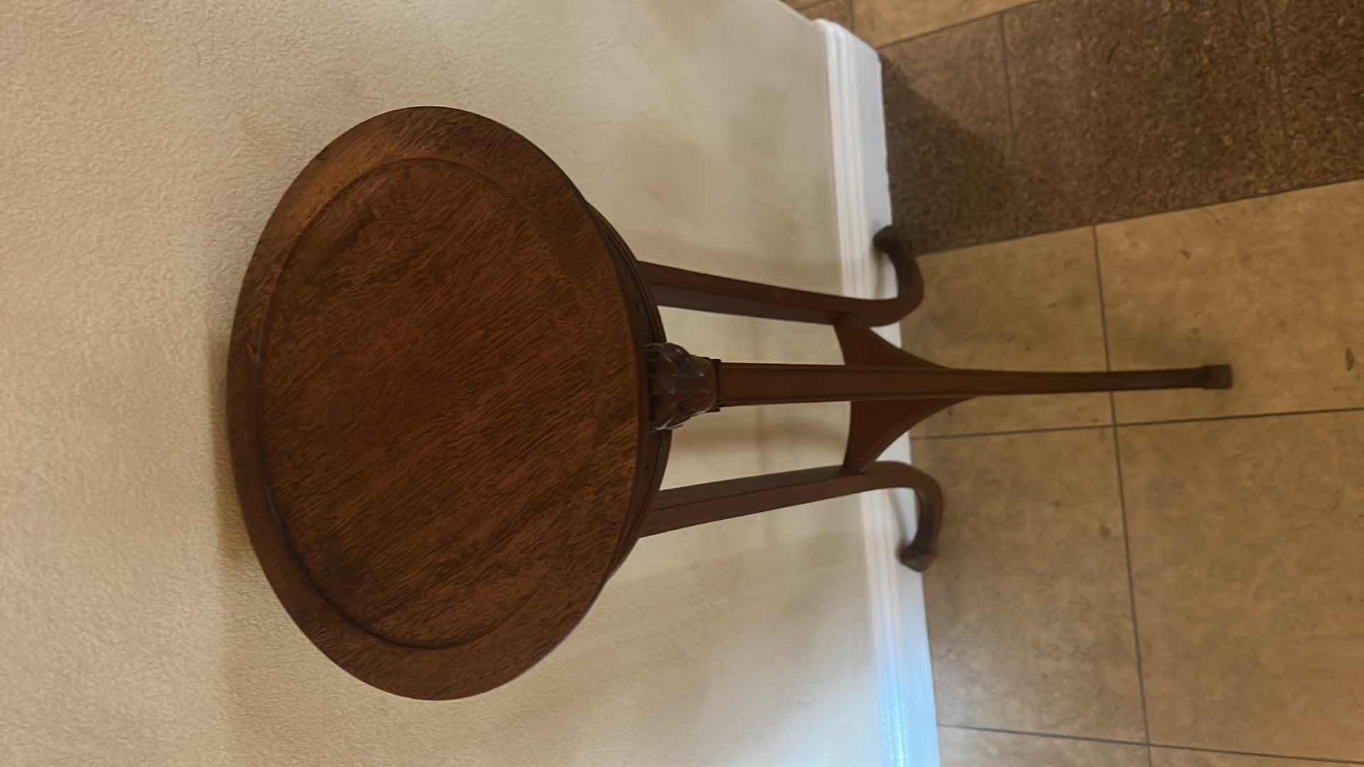 Photo 1 of ANTIQUE PLANT STAND WITH LION HEAD DETAIL H41”