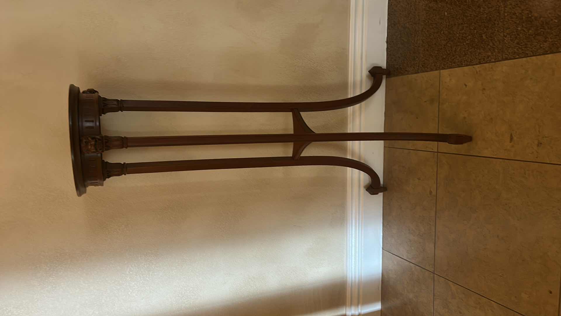 Photo 1 of ANTIQUE PLANT STAND WITH LION HEAD DETAIL H41”