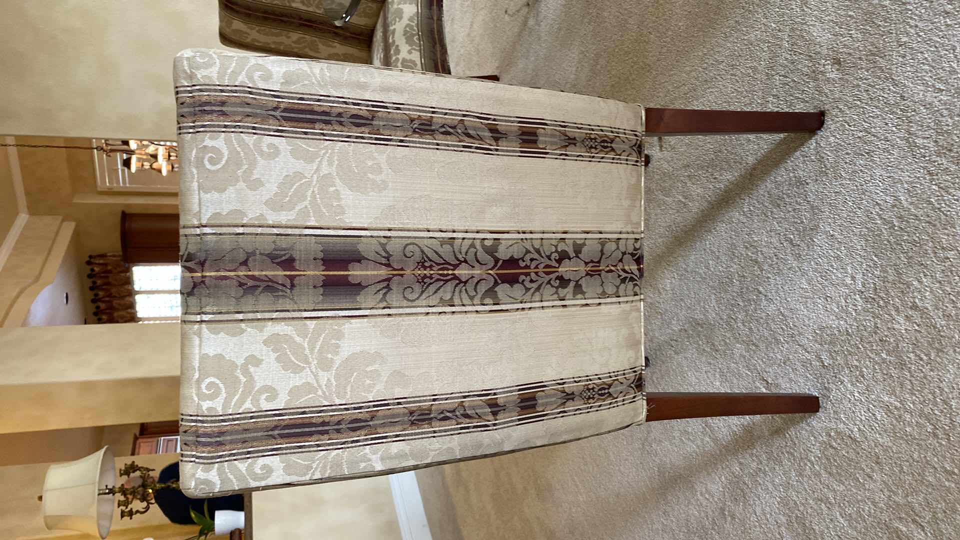 Photo 1 of ROUND BEVELED EDGE GLASS TABLE WITH SILVER METAL BASE AND 5 CHAIRS 54” H29” AND TABLE PROTECTOR