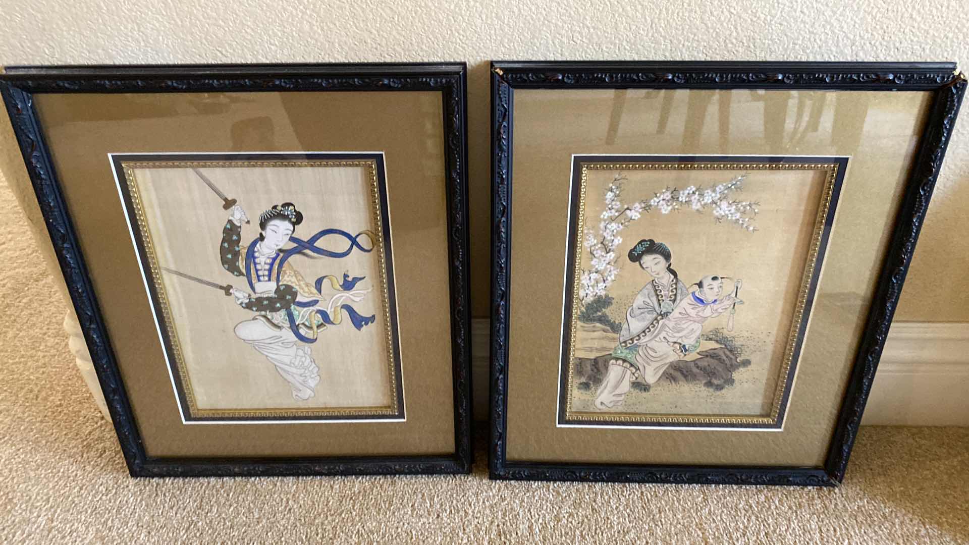 Photo 1 of VINTAGE RESIN FRAMED GEISHA PORTRAITS 14” X 16.5”