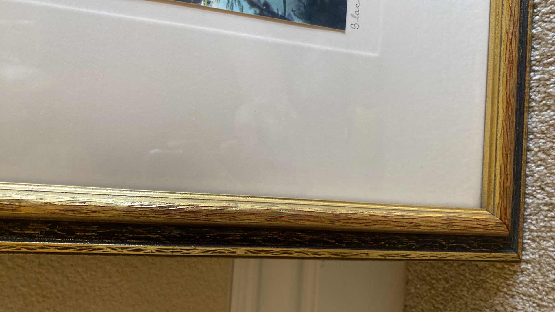 Photo 1 of FRAMED GOLD AND BROWN ORIGINAL WATERCOLOR “SLACK WATER” SIGNED WALLACE NUTTING ARTWORK 29” X 21”