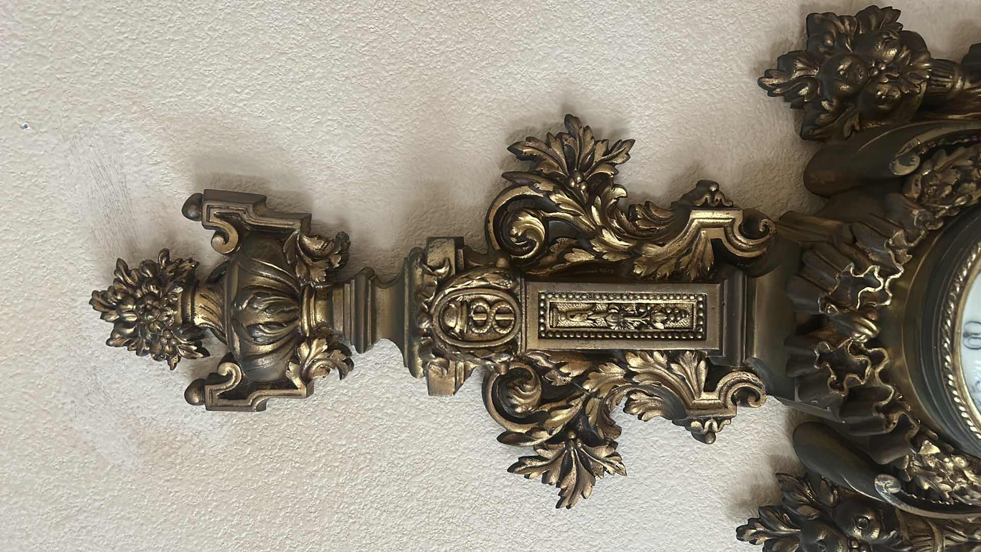 Photo 1 of RARE ANTIQUE HEAVY BRONZE LOUIS XV WALL CLOCK 13” x 30”