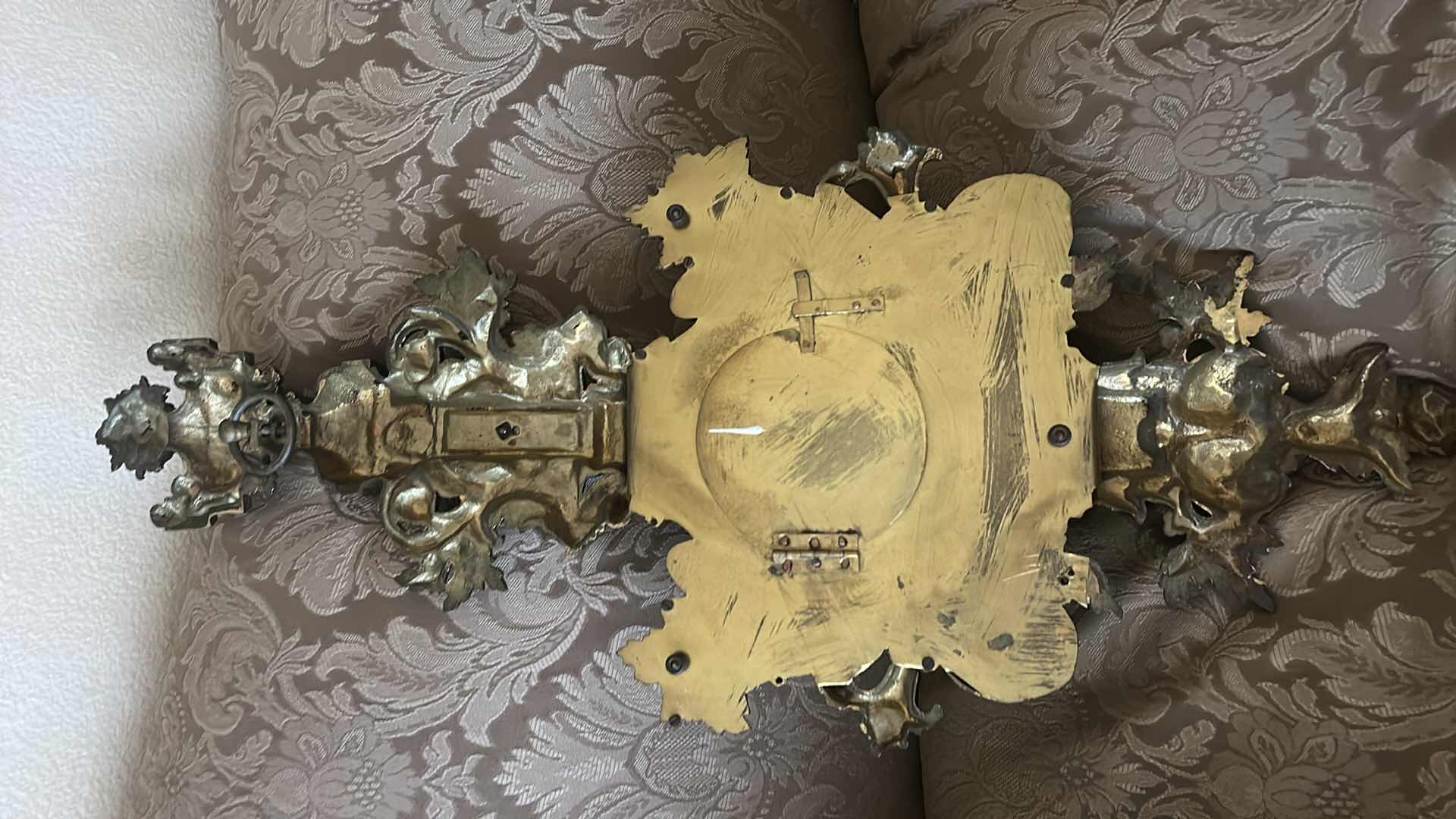 Photo 1 of RARE ANTIQUE HEAVY BRONZE LOUIS XV WALL CLOCK 13” x 30”